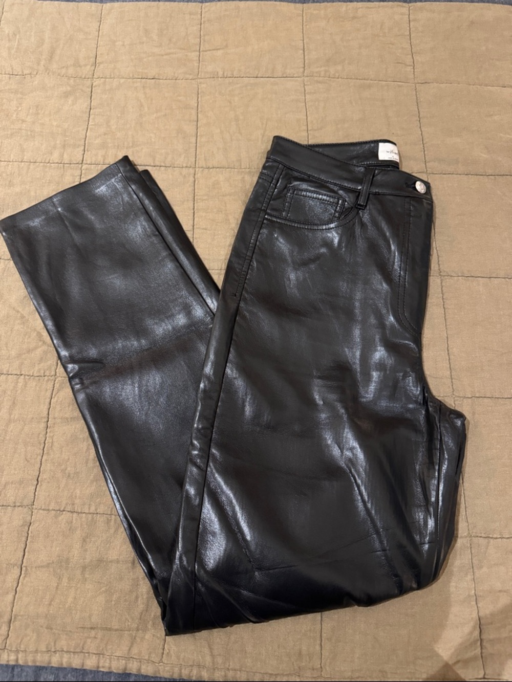 Wilfred Black Faux Leather Straight-Leg Pants